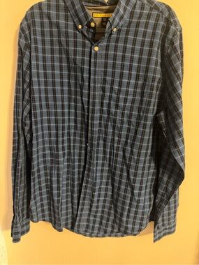 Prince & Fox Men’s Large Blue Plaid Button Down Long Sleeve Shirt